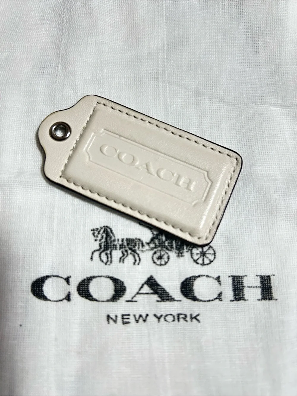 Coach Leather Bag Tags in Cream and Tan